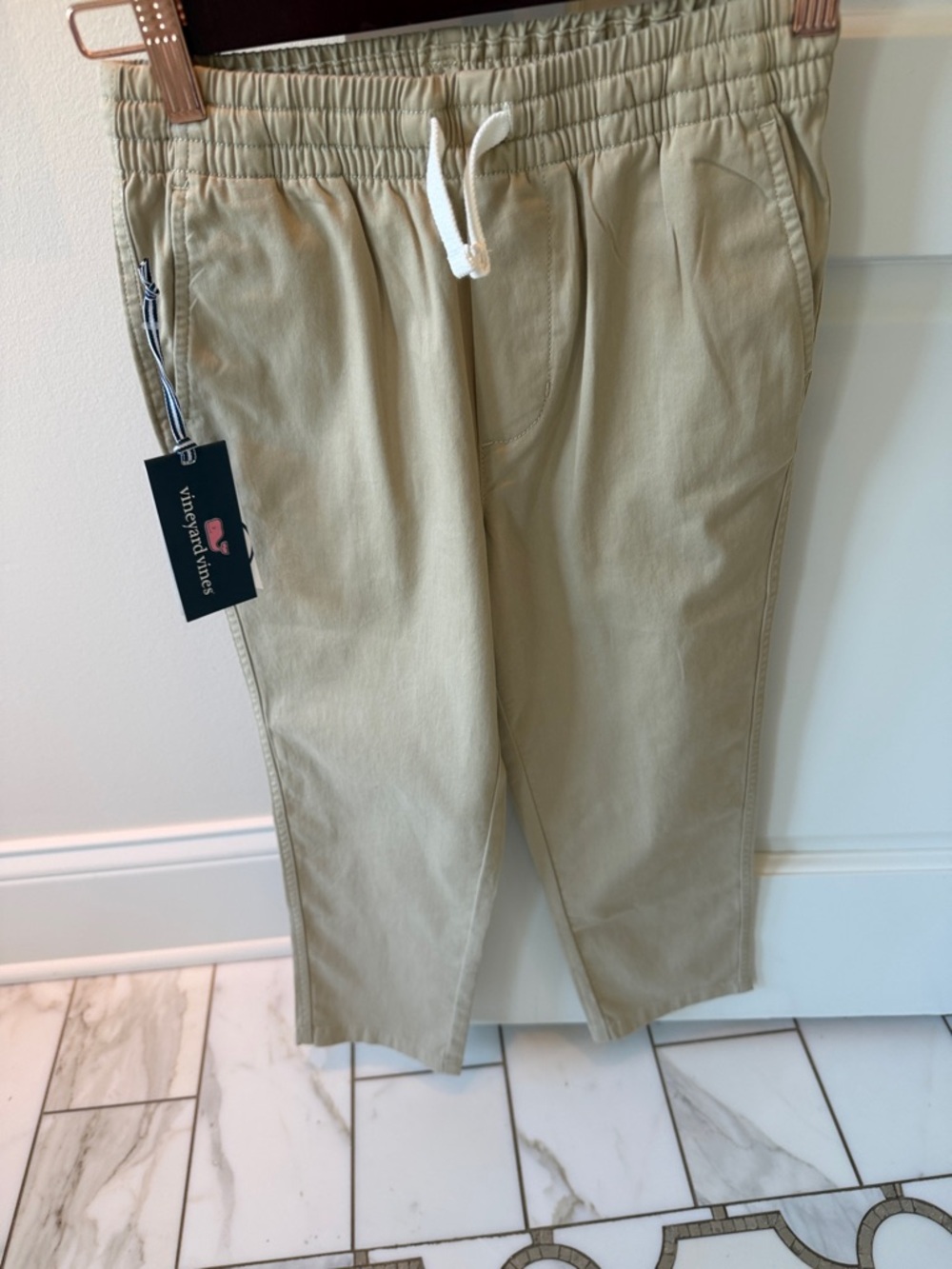 Vineyard Vines Kids Khaki Elastic-Waist Drawstring Pants